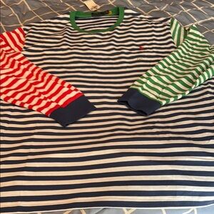 Ralph Lauren Striped Shirt with Red and Green Sleeves
